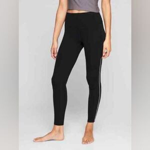 Athleta High Rise Copper Zipper Chaturang Tight Sz S Black